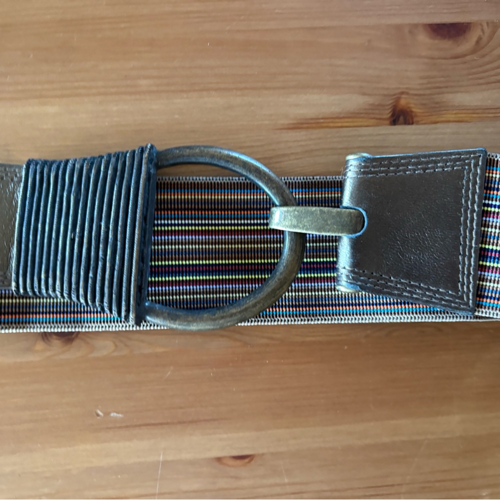 Suzi Roher Wide Stretch Cinch Metal Buckle Statement Belt Size Large - Picture 2 of 10